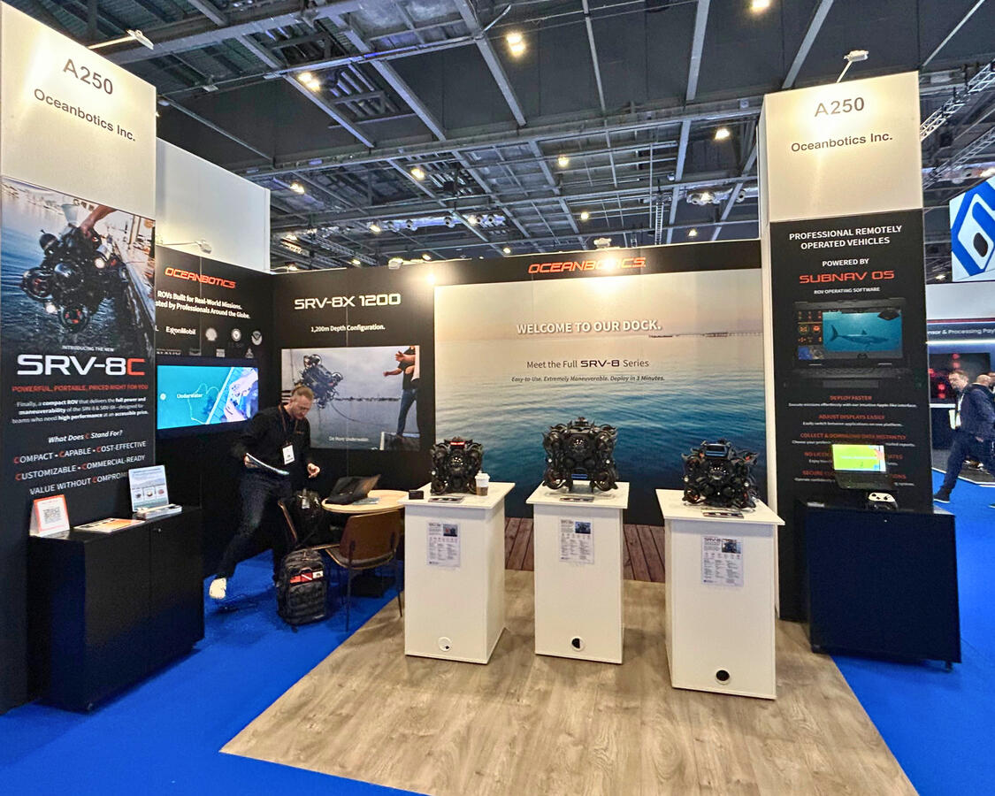 Full Trade Show Booth Setup at Oceanology International 2026 — Oceanbotics Inc